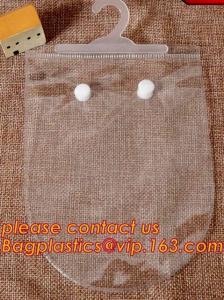 China reusable transparent hanger hook plastic bags,degradable d2w hdpe/ldpe die cut / punch handle plastic door hanger bags on sale