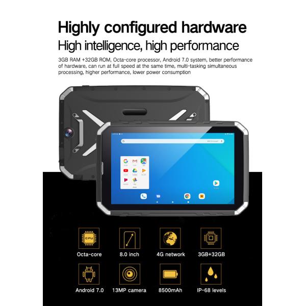 10.1 Inch IP68 Rugged Android Linux Tablet Waterproof Slim PCAP Touch Screen MIL-STD-810G 2.0GHz Qcta-Core GPS BDS RJ45