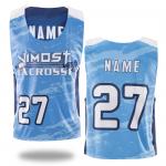 China Blue Sublimated Reversible Lacrosse Jersey Round Neck Breathable wholesale