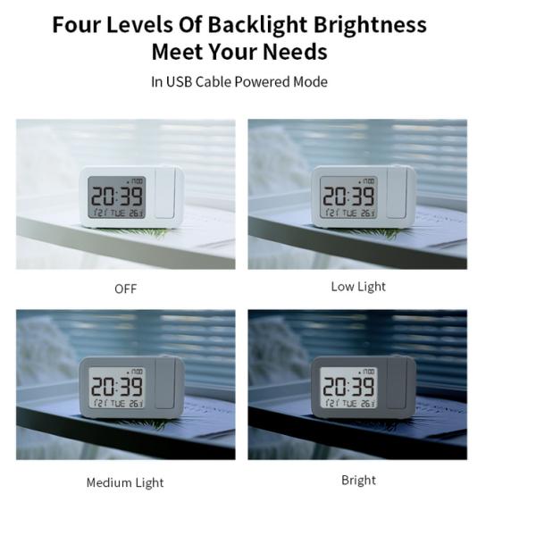 LCD Display Dimmable Indoor Outdoor Thermometer Clock USB Battery Powered