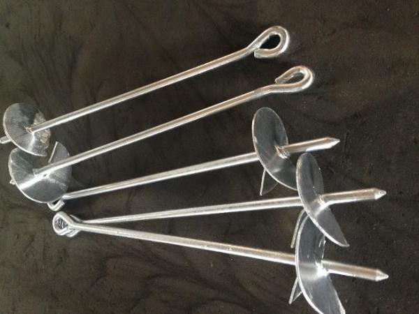 Hot Dip Galvanized Earth Anchors Rods / Twin Eye Steel Ground Anchors 6" Thread Length