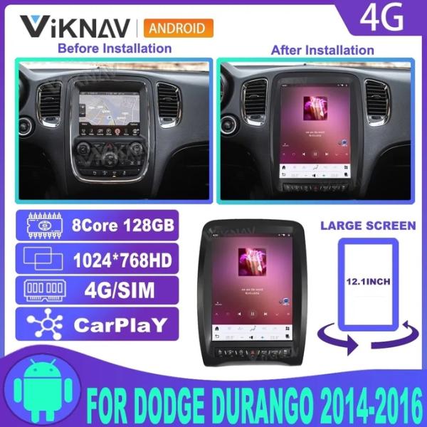 12.1Inch Android Auto Car radio For 2014-2016 Dodge Durango 128G Navigation GPS Multimedia Player Wireless Carplay 4G