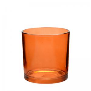 China Orange Colored Glass Candle Jars For Making Candles 4 Inch Customized wholesale
