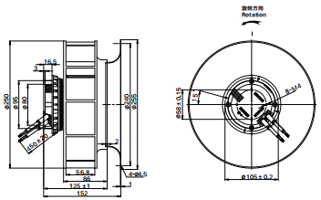 Blade 250mm High Temperature Resistance Of 60℃ With Power 175W Axial Fan