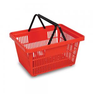 China CE 25L Shopping Plastic Supermarket Basket Red Blue Plastic Grocery Basket on sale