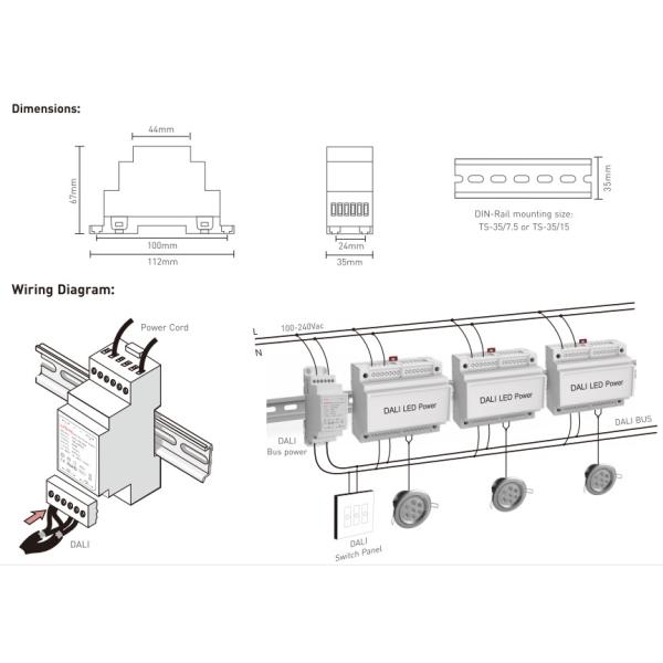Dali Bus Power Supply 100-240V input DIN Rail Mounting dali bus