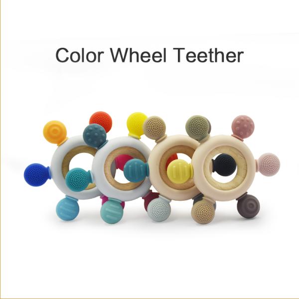 BSCI Food Grade Silicone Teether EN71 BPA Free Nuby Wood