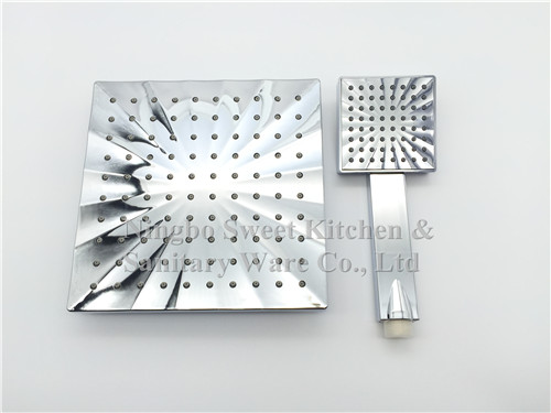 High quality Double face ABS Chrome plating single function shower hand square rain shower kit