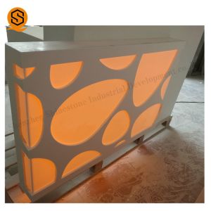 Buy cheap OEM ODM White Solid Surface Reception Desk With Led Light from wholesalers