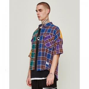 China Small quantity clothing manufacturers Polyester Grid Men Shirts wholesale