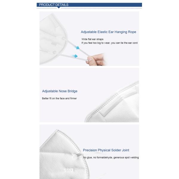 Hypoallergenic Dust Face Mask , Non Woven Face Mask High Filtration Capacity FFP2