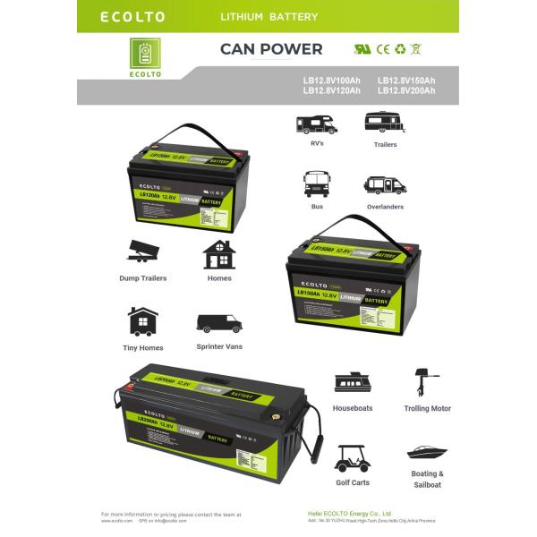 12V 150Ah Deep Cycle LiFePO4 Lithium Battery Integrated BMS Portable Power Supply