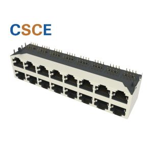 8P8C 2* 8 Ports RJ45 Gigabit Ethernet Jack Modular With Shielded Red Color