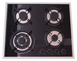 China Built In Installation Home Gas Stove 8mm Tempered Glass Panel Stainless Steel Surface on sale
