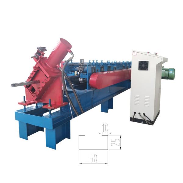 Customized c shape purlin steel profile cold roll forming machine with perforations production line