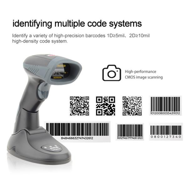 Wireless Bluetooth 1D 2D QR Code Barcode Scanner With Charging Base