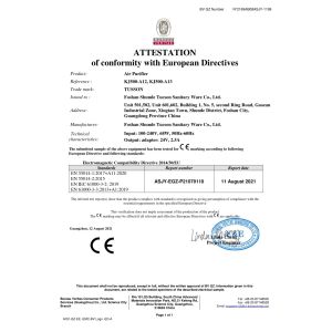 Foshan Shunde Tucson Sanitary Ware Co., Ltd. Certifications