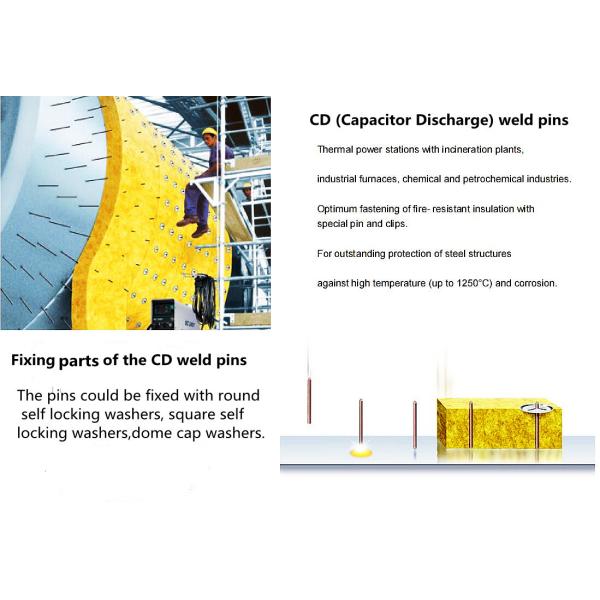 Copper Plated CD Weld Pins With Metal Washers For Fixing Thermal Insulation Material