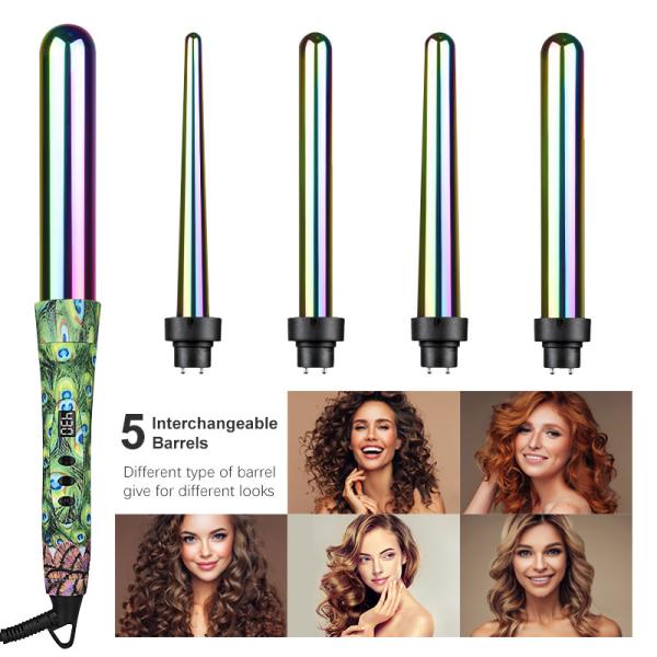 Instant Heat Up Interchangeable Hair Curler Titanium Tourmaline Barrels
