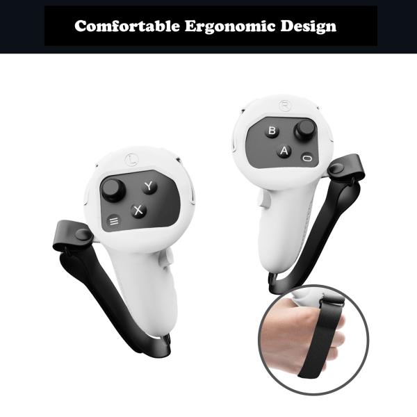 Silicone Controller Cover For Meta Quest 3 Anti-Throw Protective With Wrist Knuckle Strap