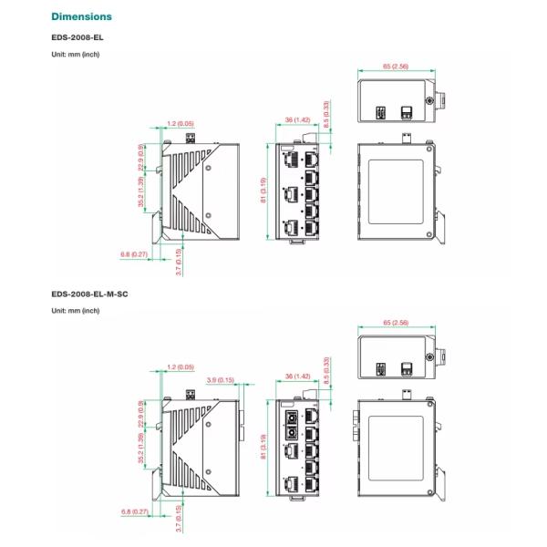 Secure 8-port entry-level unmanaged Ethernet switches with metal housing Moxa EDS-2008-EL Series switch