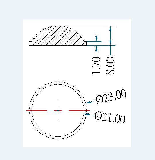 PMMA Plano Convex Lens 90% Optical Efficiency For LED Flashlight