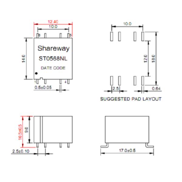 Ethernet Common Mode Choke SMT Line Filter 744290104 = ST0442NL 2* 100mH