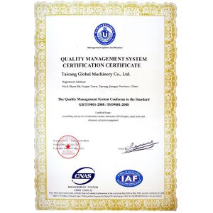 Taicang Global Machinery Co., Ltd. Certifications