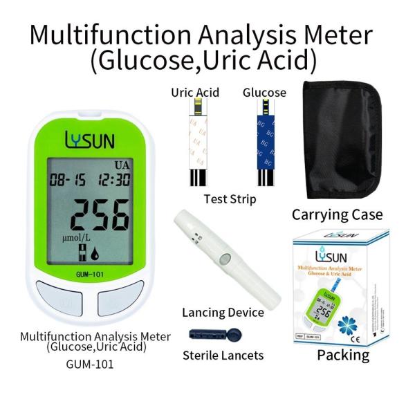 03 Lysun Brand Electrochemistry Method 2 in 1 Glucose& UA Multifunction Analysis Meter