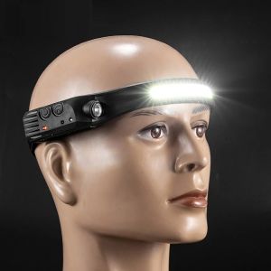 Induction Headlamp COB LED Head Lamp with Built-in Battery Flashlight USB