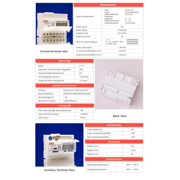 Measuring Energy Range of 0-999999 Three Phase Bidirectional Energy Meter