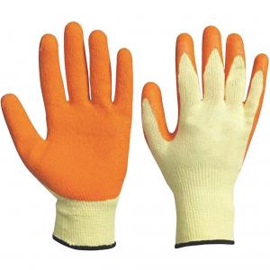 China Yellow size 8-11 Latex Garden Gloves / Yard Work Gloves 10G Knitted Wrinkle on sale