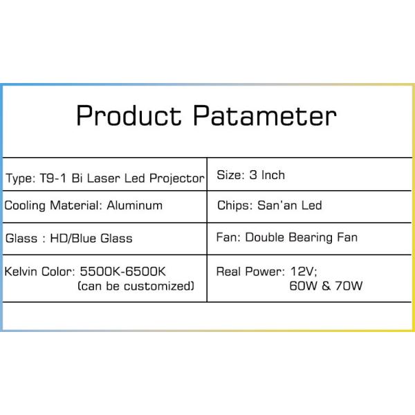 60w / 70w Car LED Light Headlight Bulb Dustproof Bi Laser Projector Lens