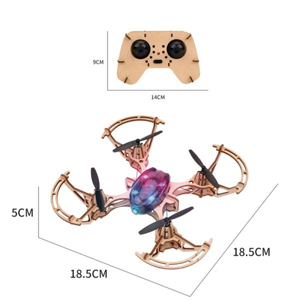 2.4g Remote Control Quadcopter Set Bemay Toy Wooden Assemble Educational Rc Drone Kit
