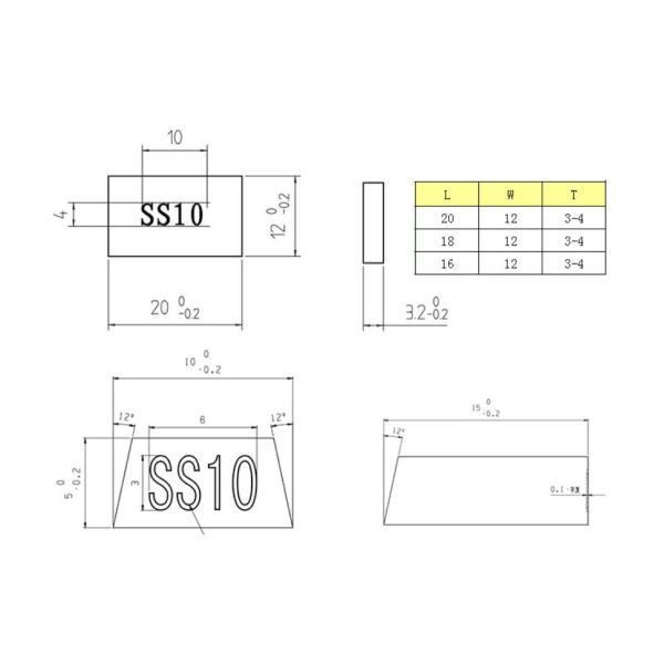 YG6 Tungsten Carbide Brazed Tips SS10 20x12x3.0mm for Stone Cutting