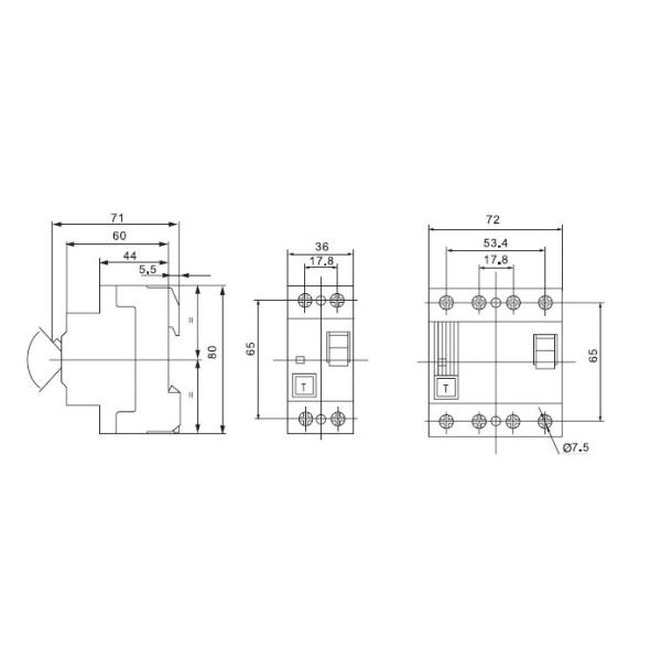 Residual Current 2P 4P 415V PA66 ELCB Circuit Breaker