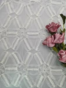 China White Crochet Lace Fabric 3D Floral Lace Fabric Mesh Cording Embroidery on sale