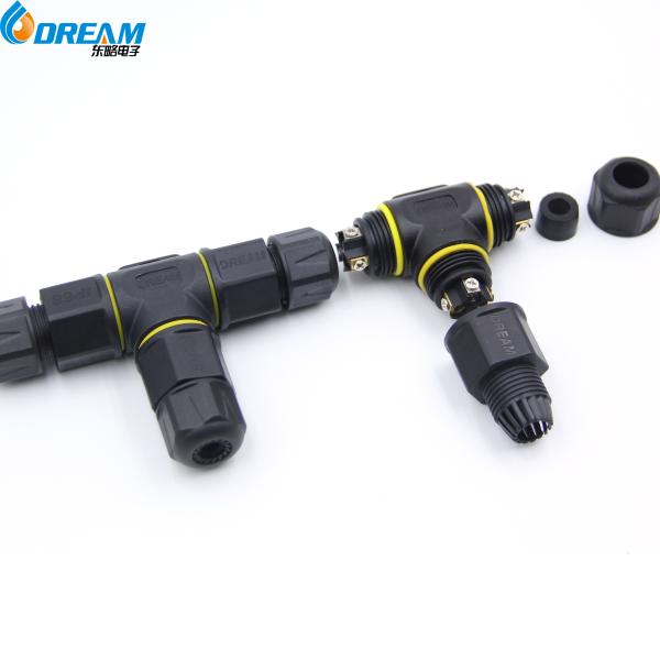 IP68 TUV Certified 3-Way M20 Waterproof Connector For LED Lighting Cable Range