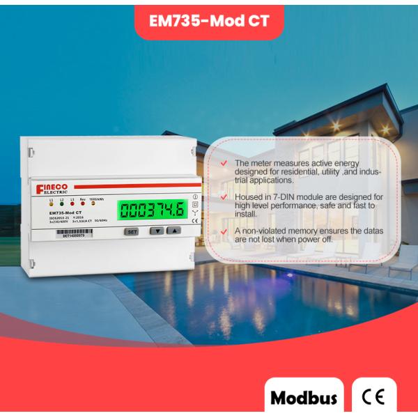 Digital Only Display Type 3-Phase Smart Energy KWh Meter 1.5 6 A 3*230/400V EM735-Mod