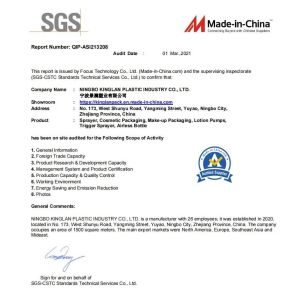 Ningbo Kinglan Plastic Industry Co., LTD Certifications
