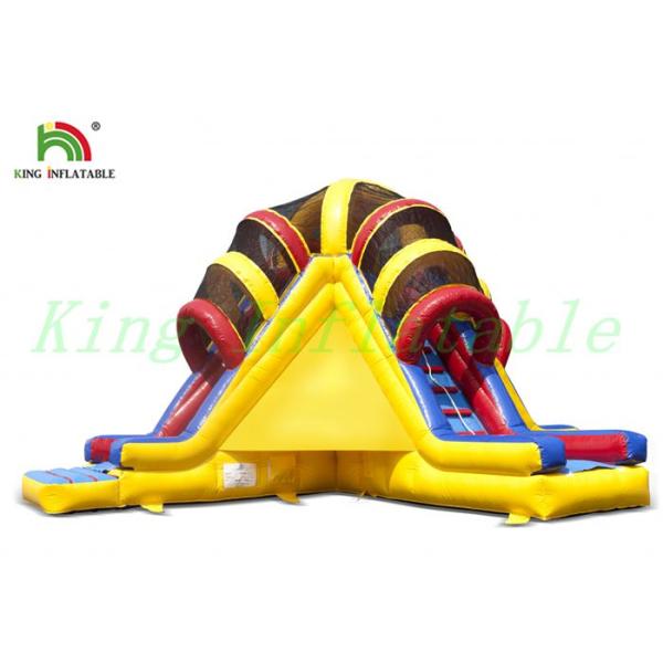 Triple Lanes Volcano PVC Inflatable Dry Slide With 24 Months Guarantee