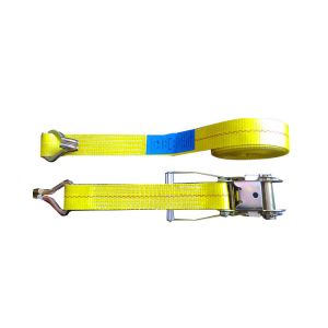 China WLL 3335 LBS Polyester Heavy Duty Ratchet Tie Down Straps With Blue / White Label on sale