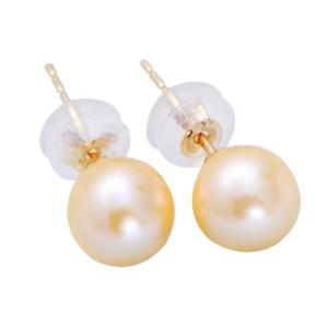 China AAA Round 6.5mm Natural Freshwater Pearl 18K Yellow Gold Earrings(E20180102) wholesale
