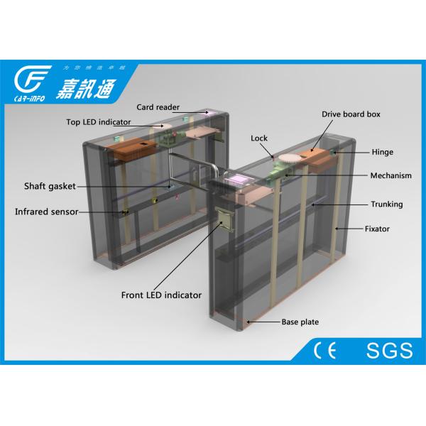 Fingerprint Reader Pedestrian Swing Gate With Led Indicator , School Yard Waist Height Turnstile