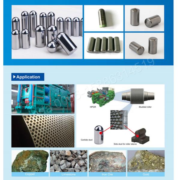 Wear Resistant HPGR Tungsten Cemented Carbide Studs For Iron Mining Crushing