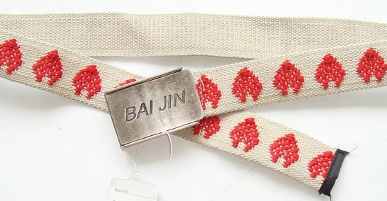 Woven Heart Polyester Kids Web Belt With Old Silver Clip Buckle 3.5cm Width