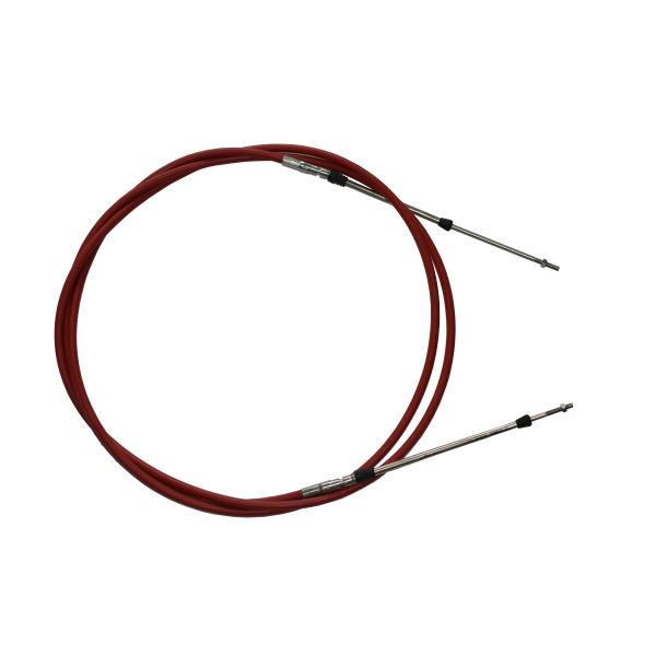 Marine Boat Throttle Shift Control Cable Has Red Jacket With Stainless Steel Fittings