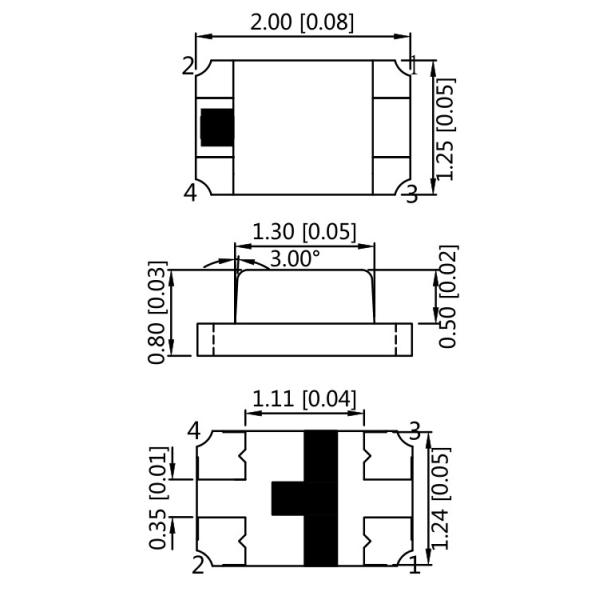 0.06w Red Green 800mcd Bi Color SMD LED Rectangle RGB LED SMD 3volt