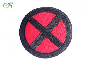 China Twill Fabric Custom Iron On Embroidered Patches With Merrowed Border wholesale