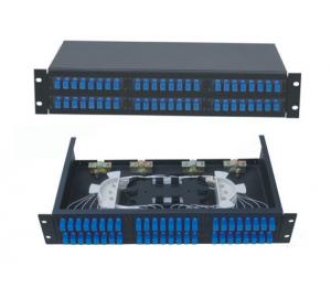 China 48 ports Rack-Mount  19'' 2U Fiber Optic Patch Panel for SC/UPC adapter terminal box black cold-roll steel sheet on sale